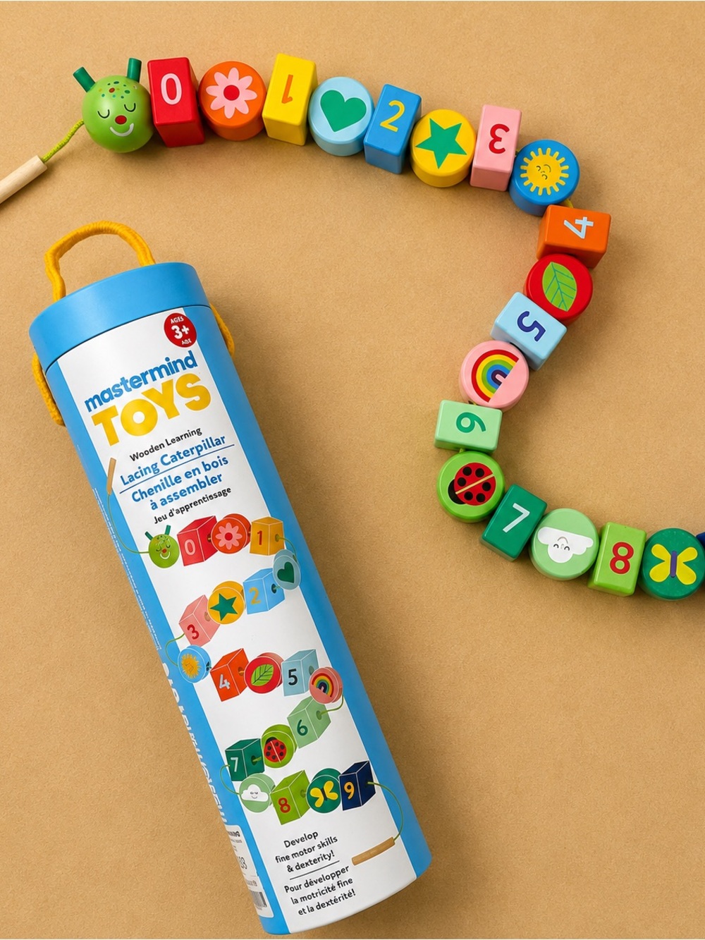 Mastermind Toys Wooden Learning Lacing Caterpillar